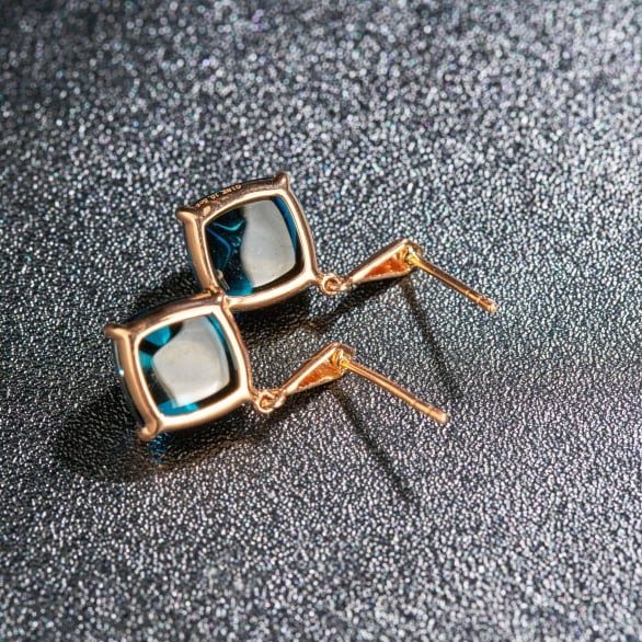 14k Gold 10.5 Ct Natural Topaz Earrings - 4