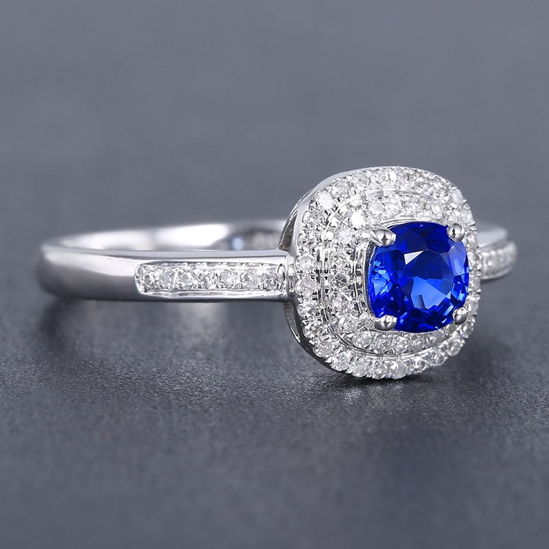 14k Gold 0.74 Ctw Natural Sapphire & Diamond Ring - 4
