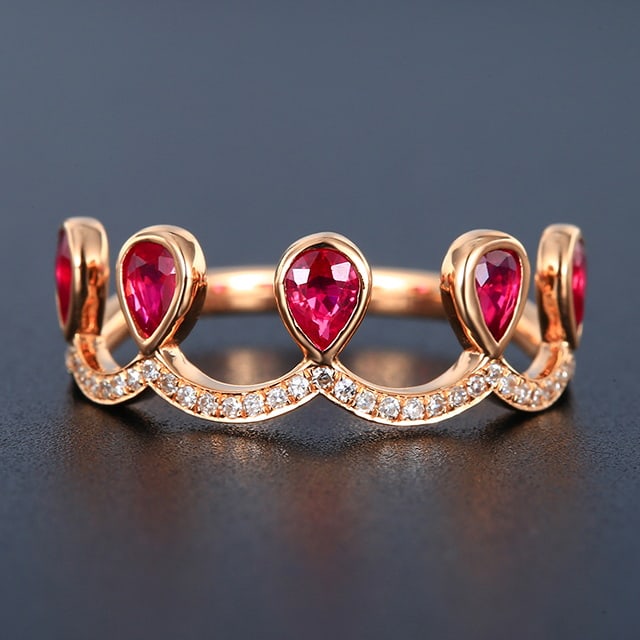 14k Gold 1.00 Ctw Natural Ruby & Diamond Ring - 8