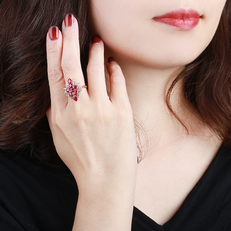 14k Gold 2.78 Ctw Natural Ruby & Diamond Ring - 3