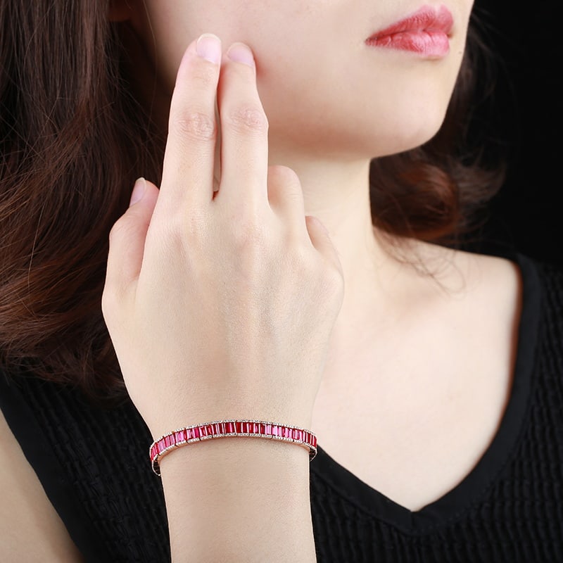 14k Gold 11.11 Ctw Natural Ruby & Diamond Bracelet - 2