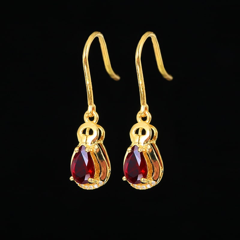 14k Gold 1.04 Ctw Natural Ruby & Diamond Earrings - 3