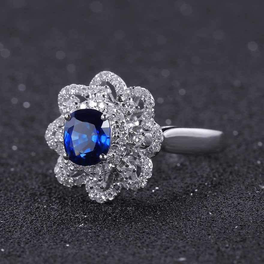 14k Gold 1.45 Ctw Natural Sapphire & Diamond Ring - 3