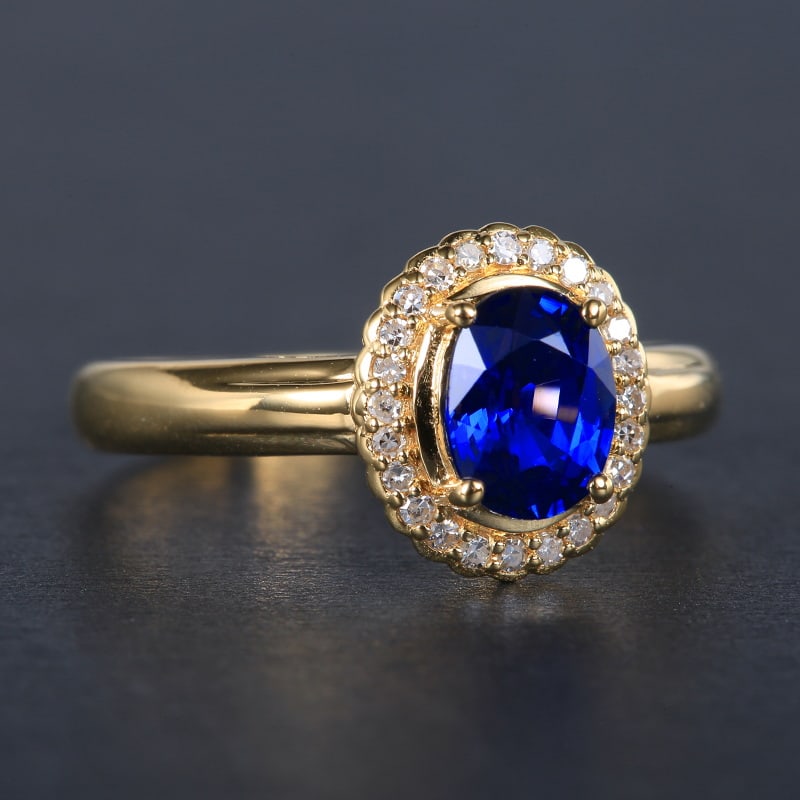 14k Gold 1.12 Ctw Natural Sapphire & Diamond Ring - 4