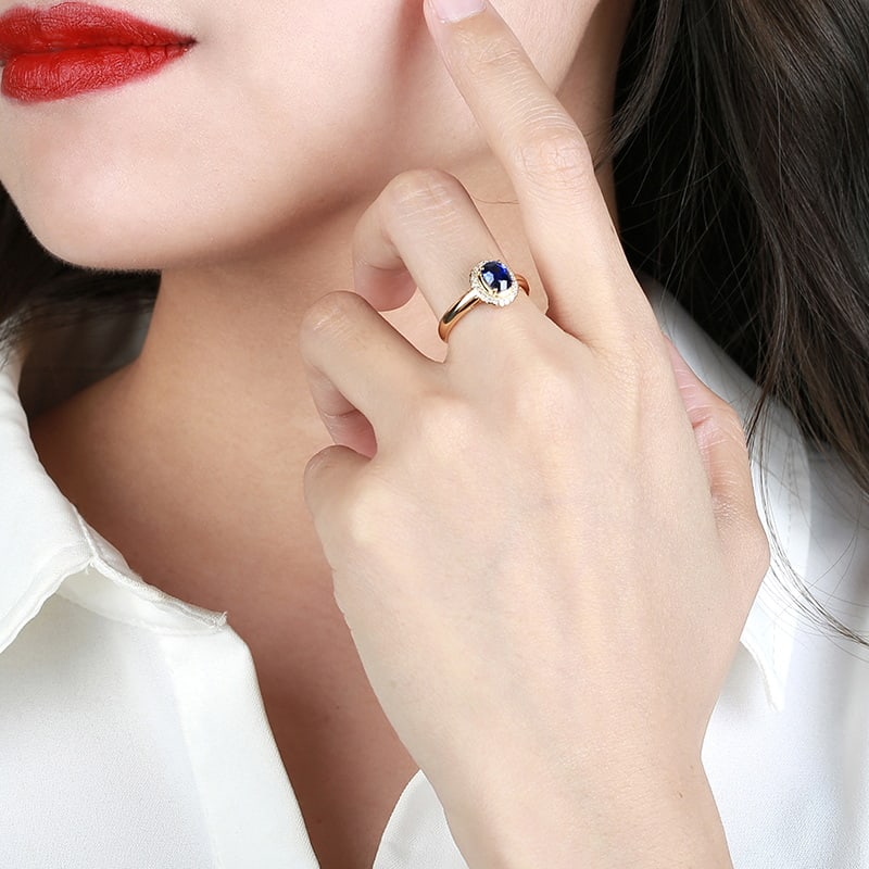 14k Gold 1.12 Ctw Natural Sapphire & Diamond Ring - 5