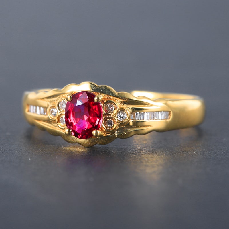 14k Gold 0.46 Ctw Natural Ruby & Diamond Ring - 3