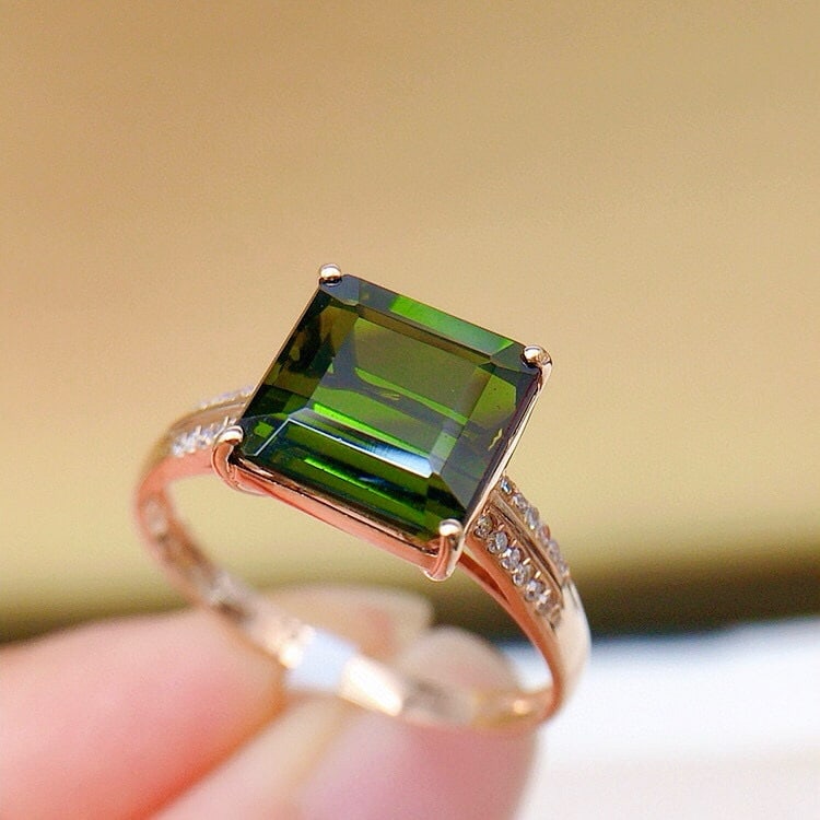 14k Gold 3.3 Ct Natural Tourmaline & Diamond Ring - 5