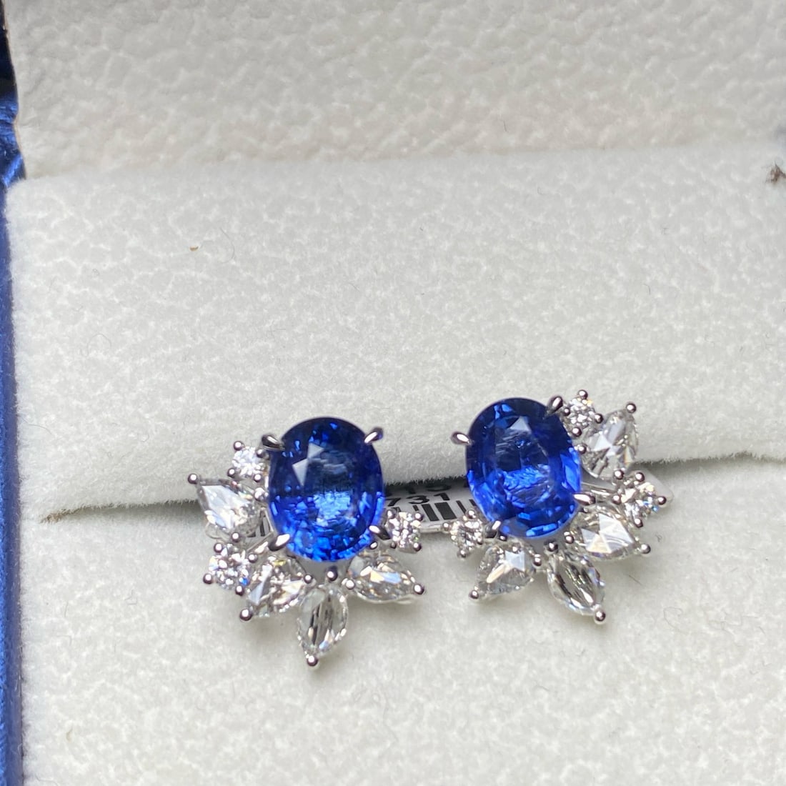 14k Gold 3.88 Ctw Natural Sapphire & Diamond Earrings - 2