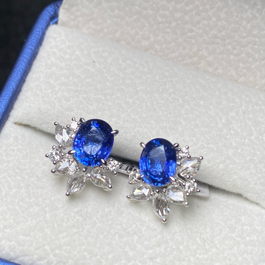 14k Gold 3.88 Ctw Natural Sapphire & Diamond Earrings - 3