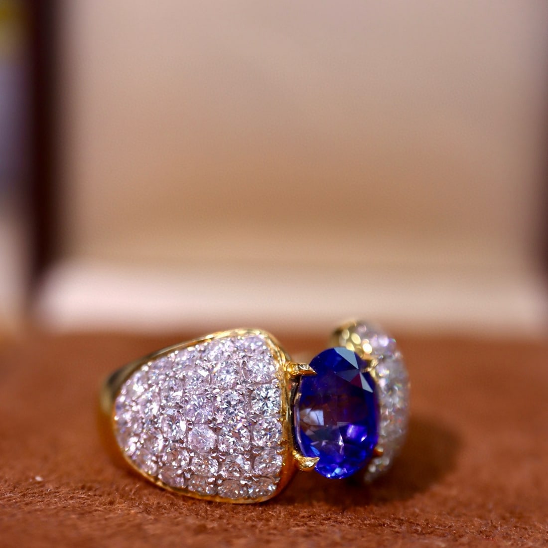 14k Gold 3.86 Ctw Natural Sapphire & Diamond Ring - 3