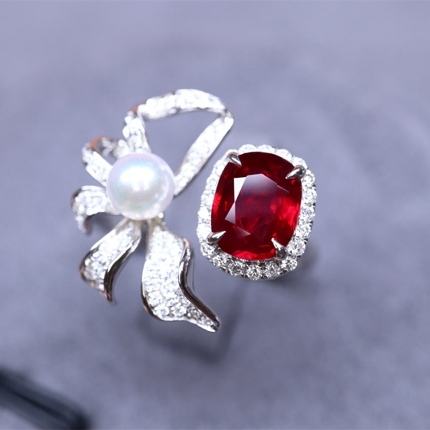 14k Gold 1.36 Ctw Natural Ruby & Diamond Ring - 7