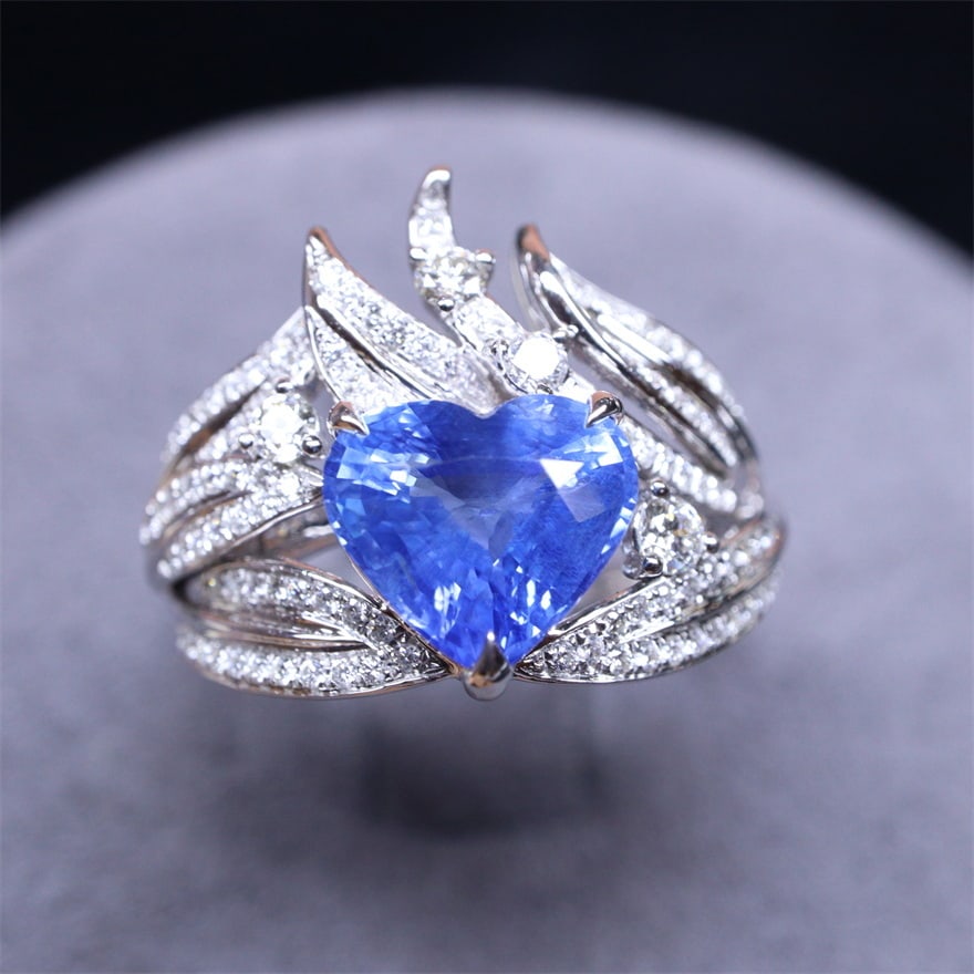 14k Gold 2.53 Ctw Natural Sapphire & Diamond Ring - 4