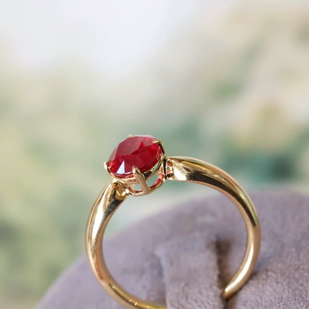 14k Gold 1.84 Ct Natural Ruby Ring - 3