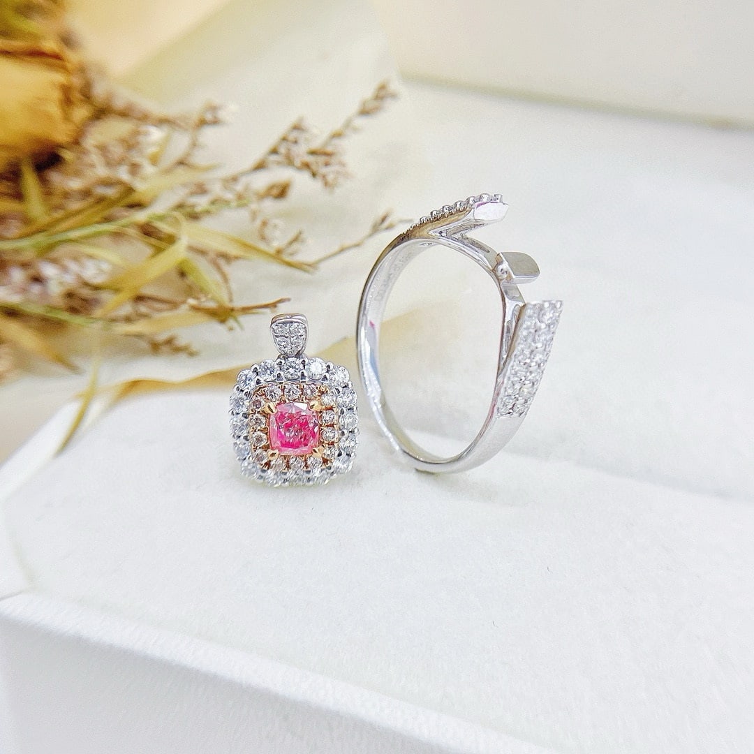 14k Gold 1.00 Ctw Natural Pink Diamond & Diamond Ring/pendant( Without Chain ) - 5