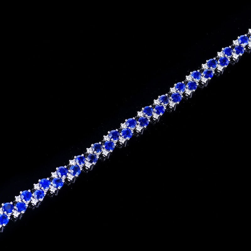 14k Gold 9.76 Ctw Natural Sapphire & Diamond Bracelet - 5