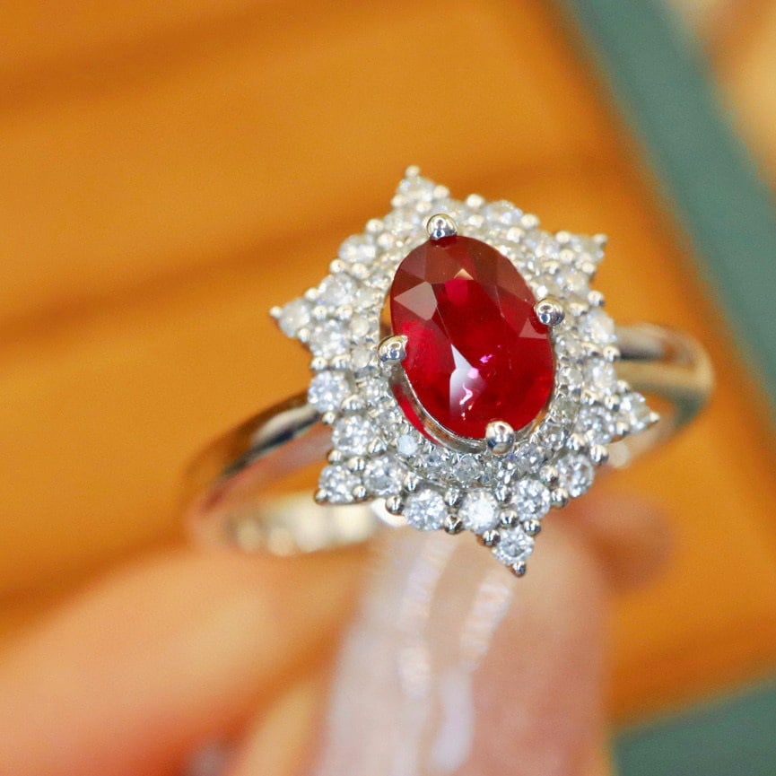 14k Gold 1.03 Ctw Natural Ruby & Diamond Ring - 3