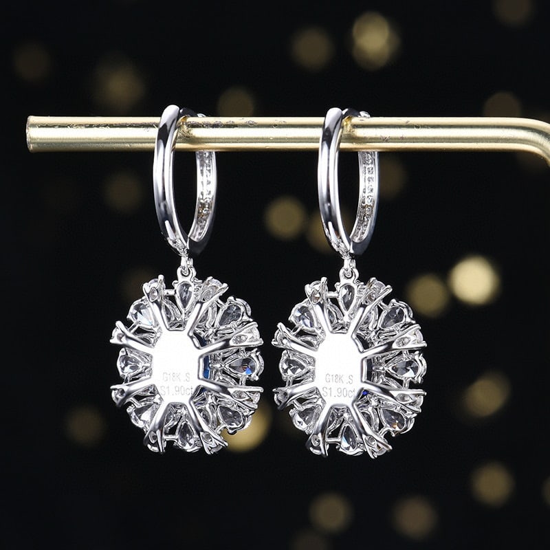 14k Gold 1.98 Ctw Natural Sapphire & Diamond Earrings - 4