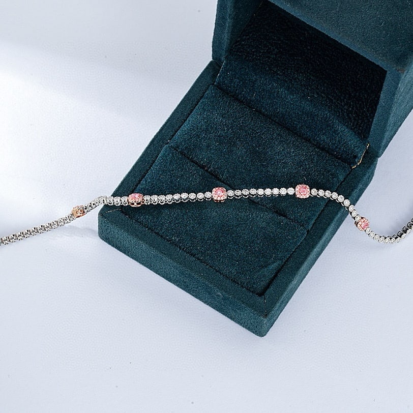 14k Gold 1.56 Ctw Natural Pink Diamond & Diamond Bracelet - 3