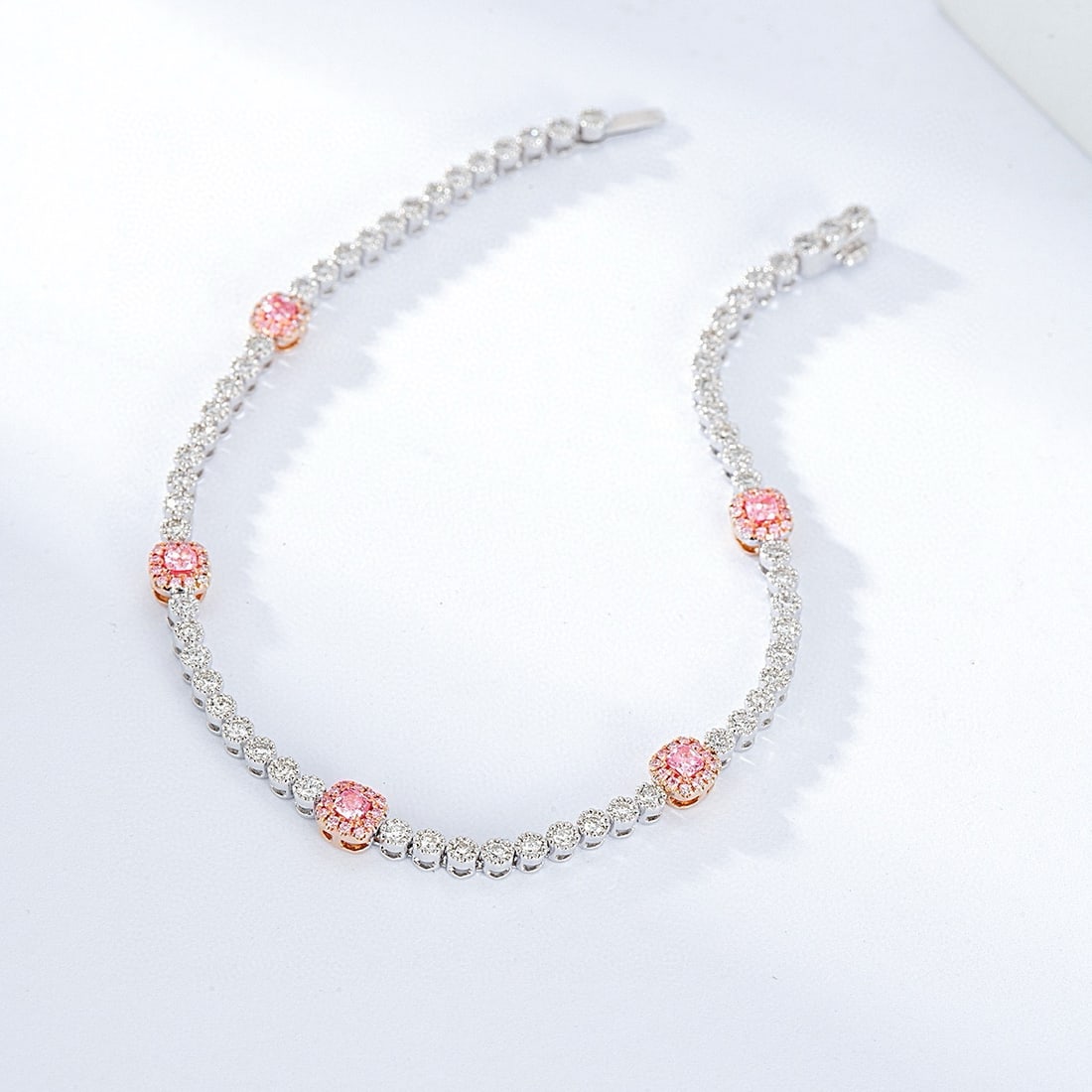 14k Gold 1.56 Ctw Natural Pink Diamond & Diamond Bracelet - 5