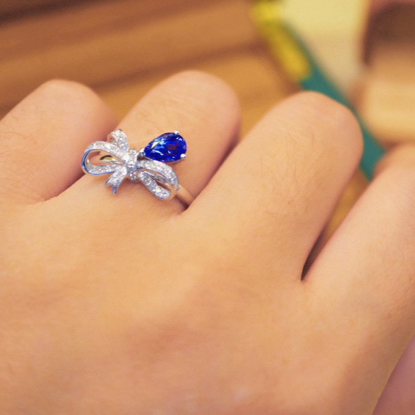 14k Gold 1.26 Ctw Natural Sapphire & Diamond Ring - 5