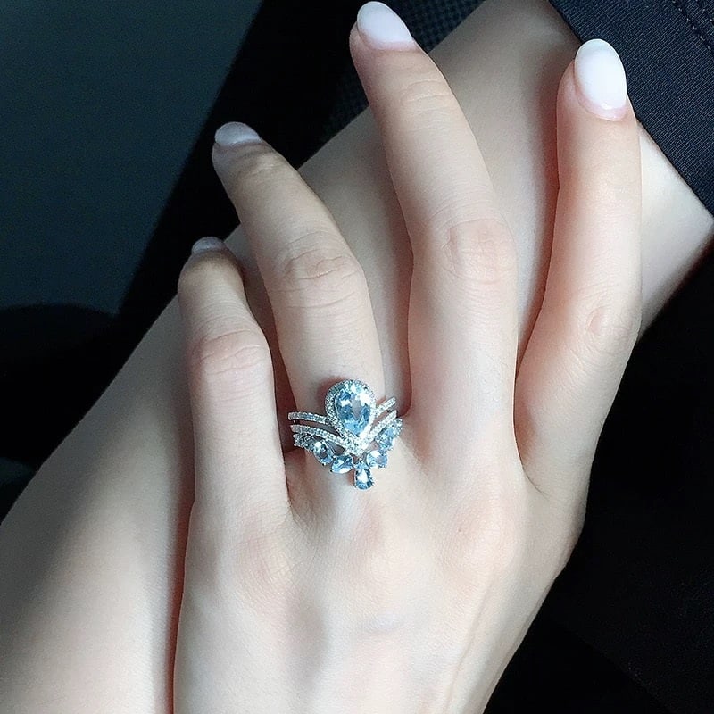 14k Gold 1.92 Ctw Natural Aquamarine & Aquamarine Ring - 3