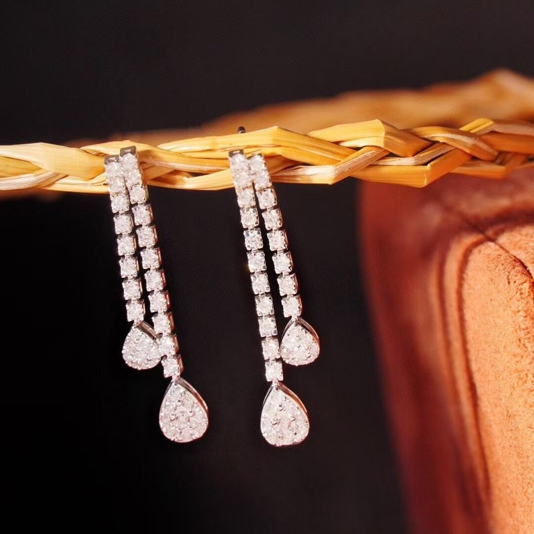 14k Gold 0.8 Ct Natural H Diamond Earrings - 5