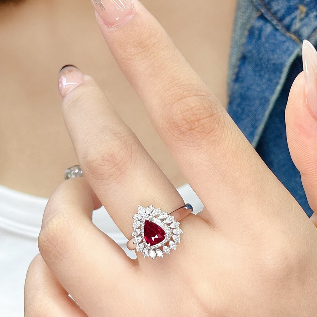 14k Gold 1.25 Ct Natural Ruby & Diamond Ring - 8