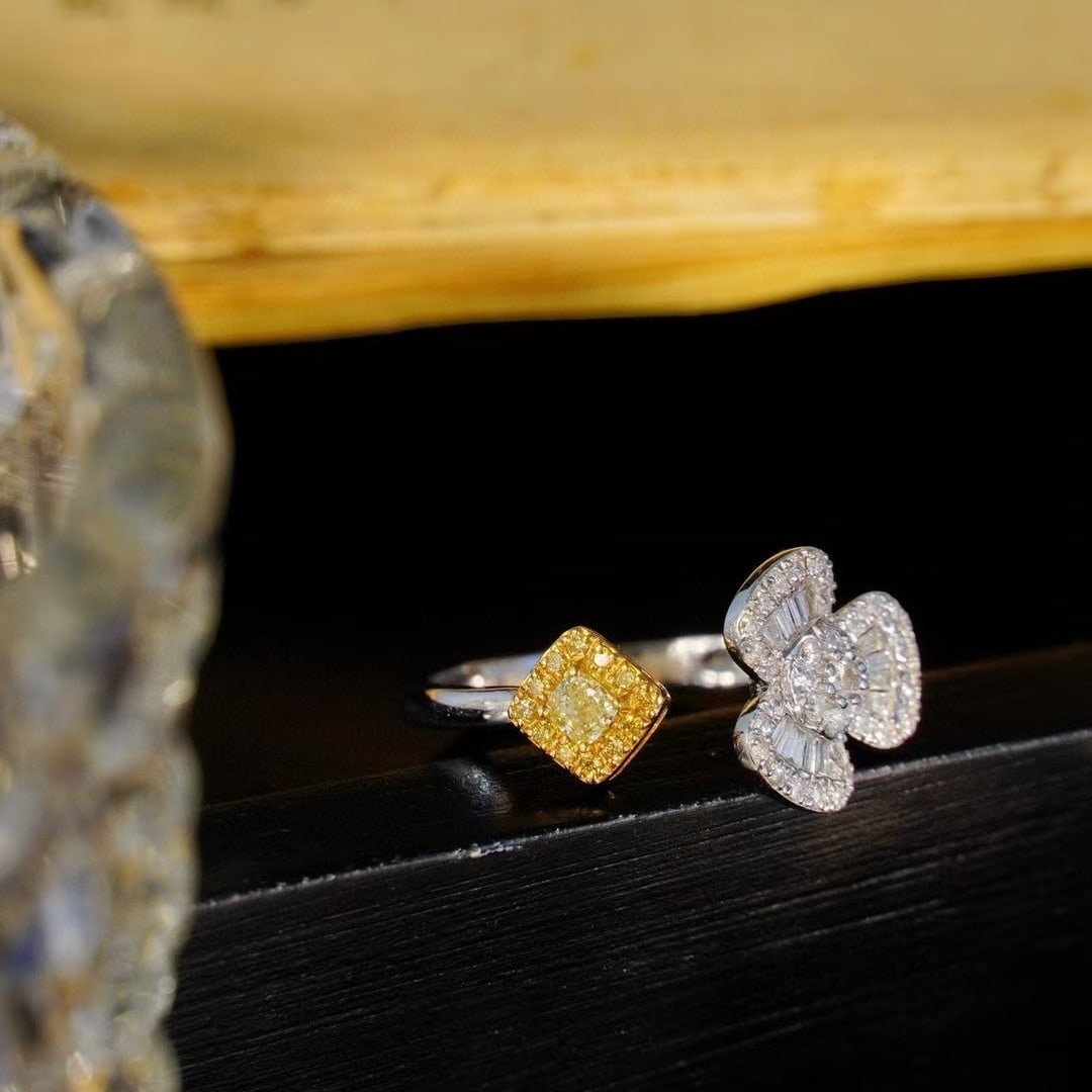 14k Gold 0.58 Ct Natural Color Diamond Ring - 2