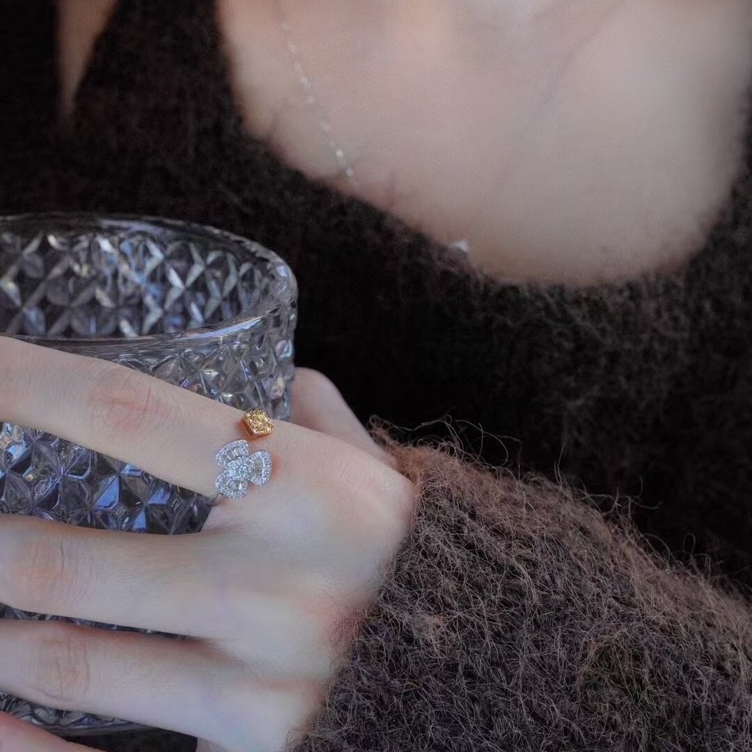 14k Gold 0.58 Ct Natural Color Diamond Ring - 4