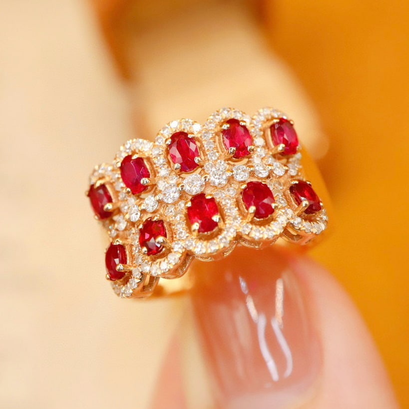 14k Gold 1.48 Ctw Vivid Red Natural Ruby & Diamond Ring - 3