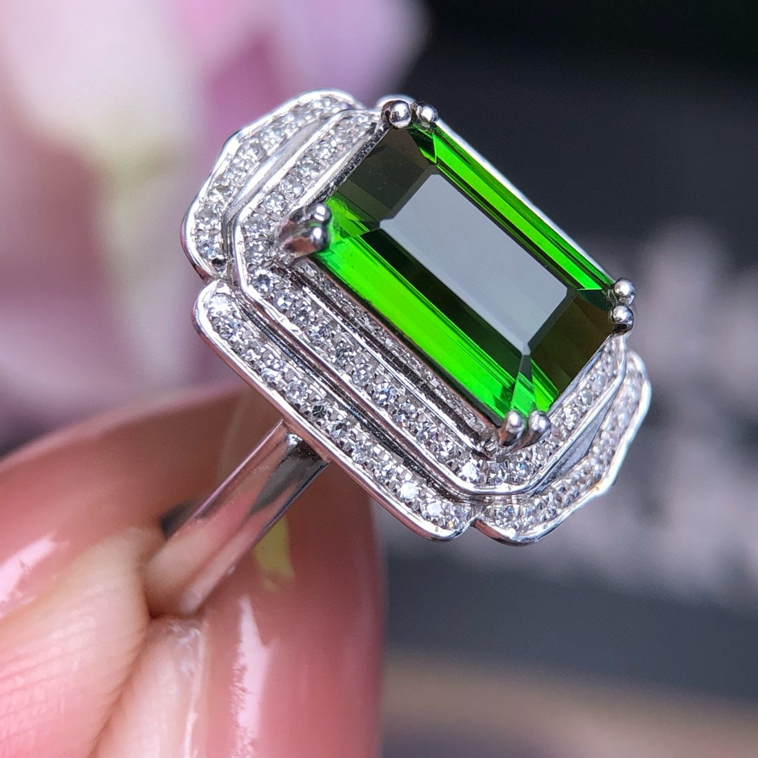 14k Gold 2.63 Ct Natural Tourmaline & Diamond Ring - 2