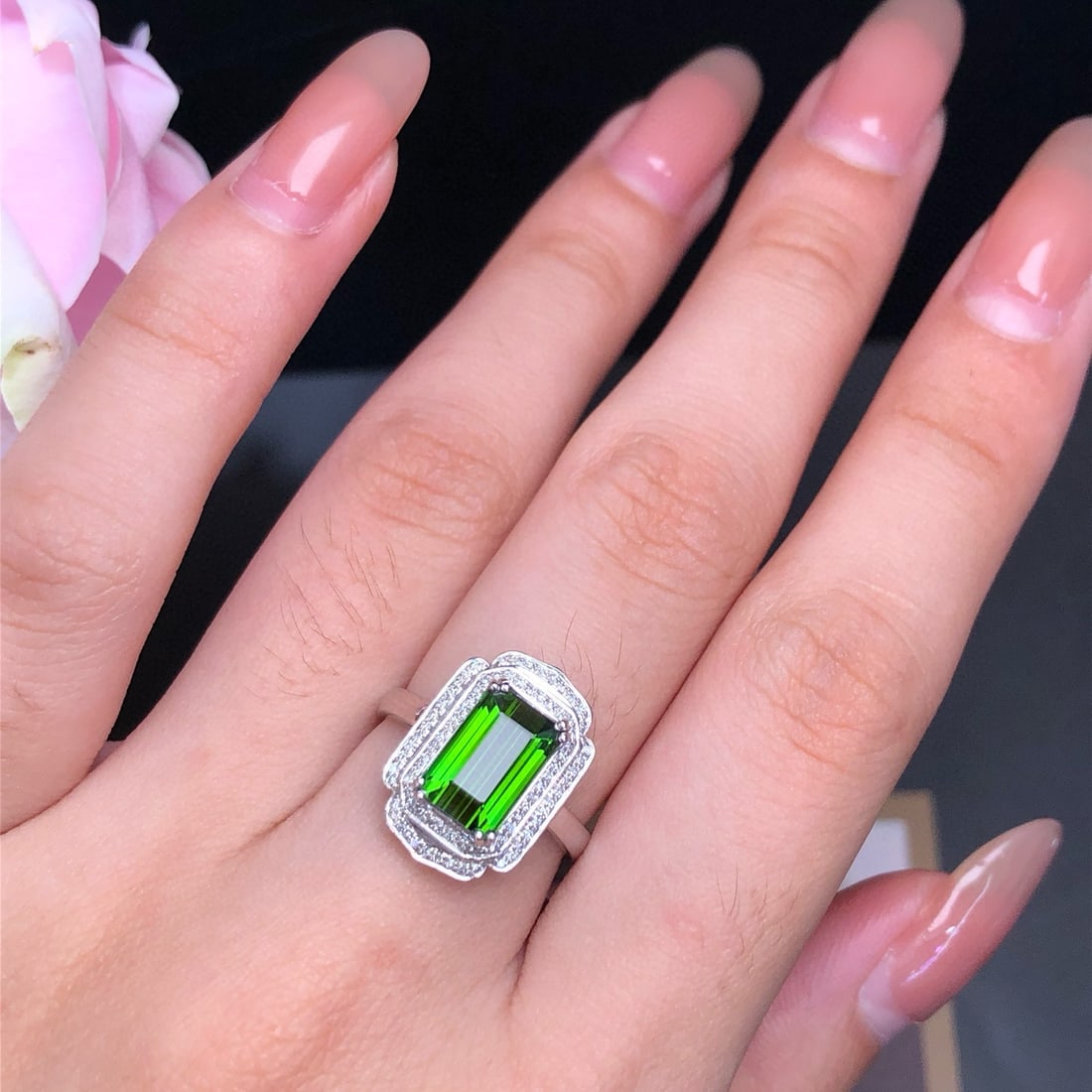 14k Gold 2.63 Ct Natural Tourmaline & Diamond Ring - 4