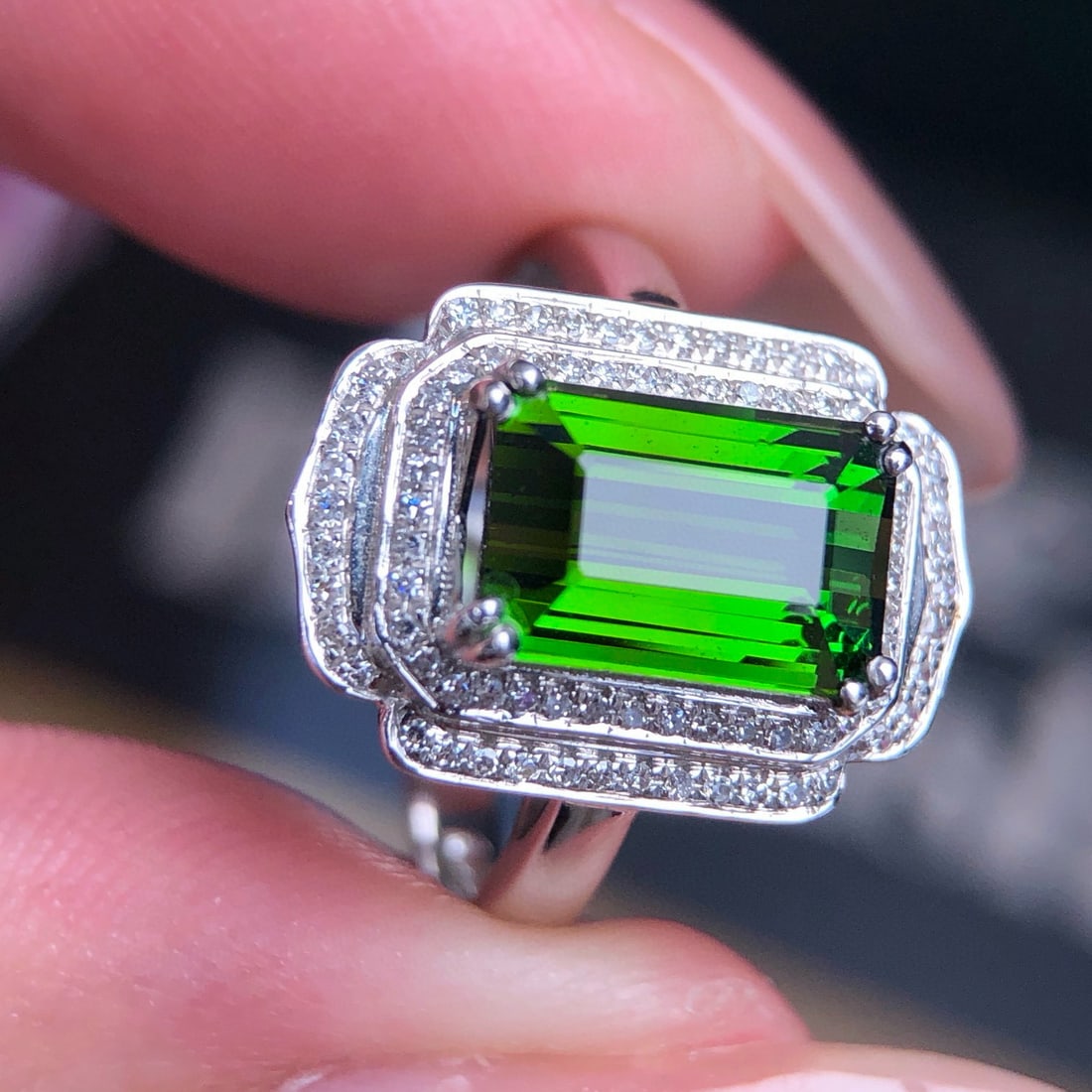 14k Gold 2.63 Ct Natural Tourmaline & Diamond Ring - 5