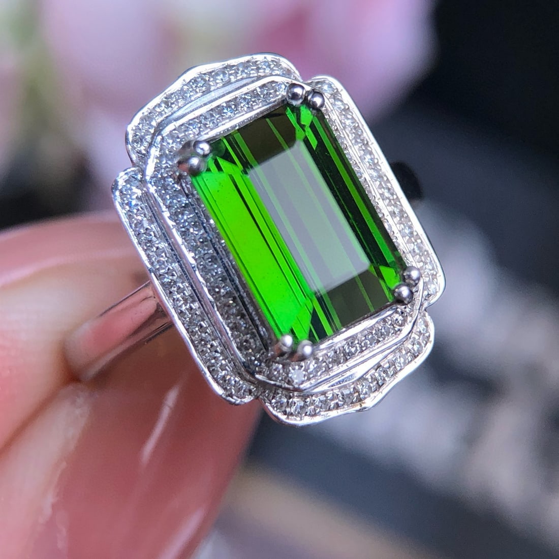 14k Gold 2.63 Ct Natural Tourmaline & Diamond Ring - 6