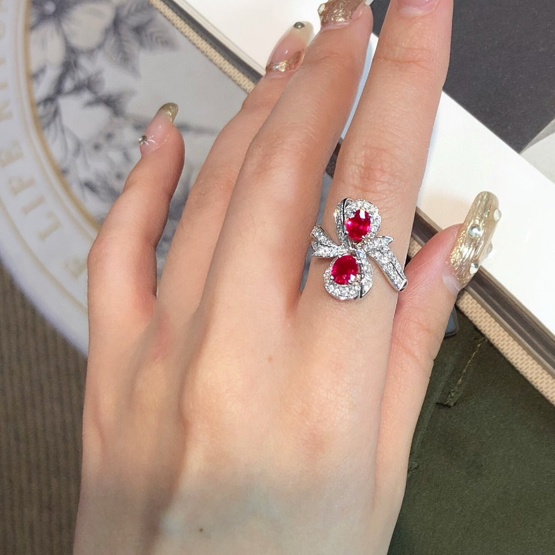 14k Gold 1.76 Ctw Vivid Red Natural Ruby & Diamond Ring - 6