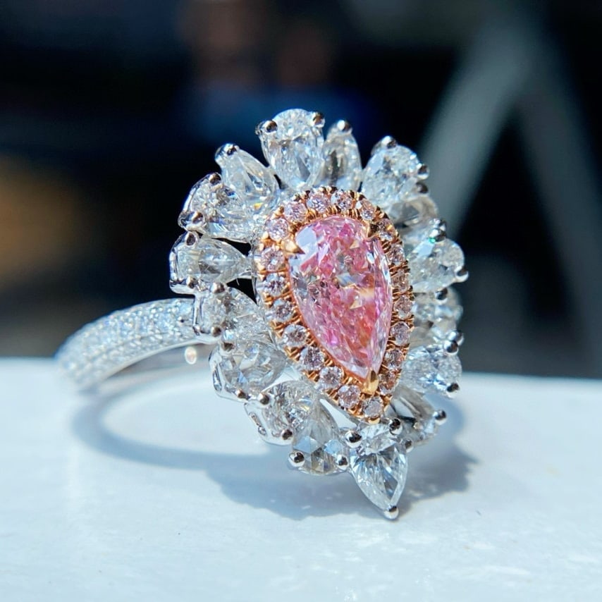 Gia Certified 14k Gold 1.66 Ctw Natural Pink Diamond & Diamond Ring - 2