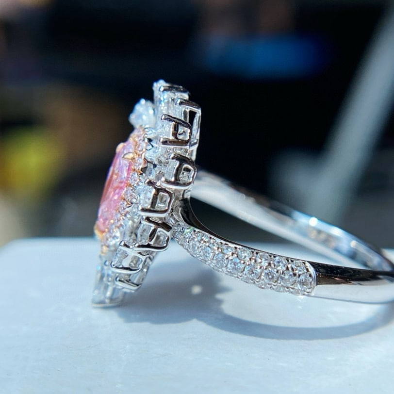 Gia Certified 14k Gold 1.66 Ctw Natural Pink Diamond & Diamond Ring - 3