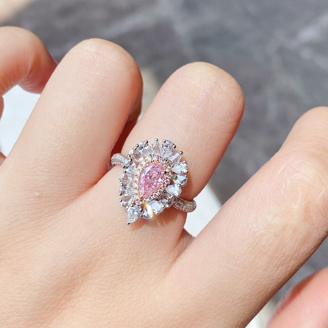 Gia Certified 14k Gold 1.66 Ctw Natural Pink Diamond & Diamond Ring - 4