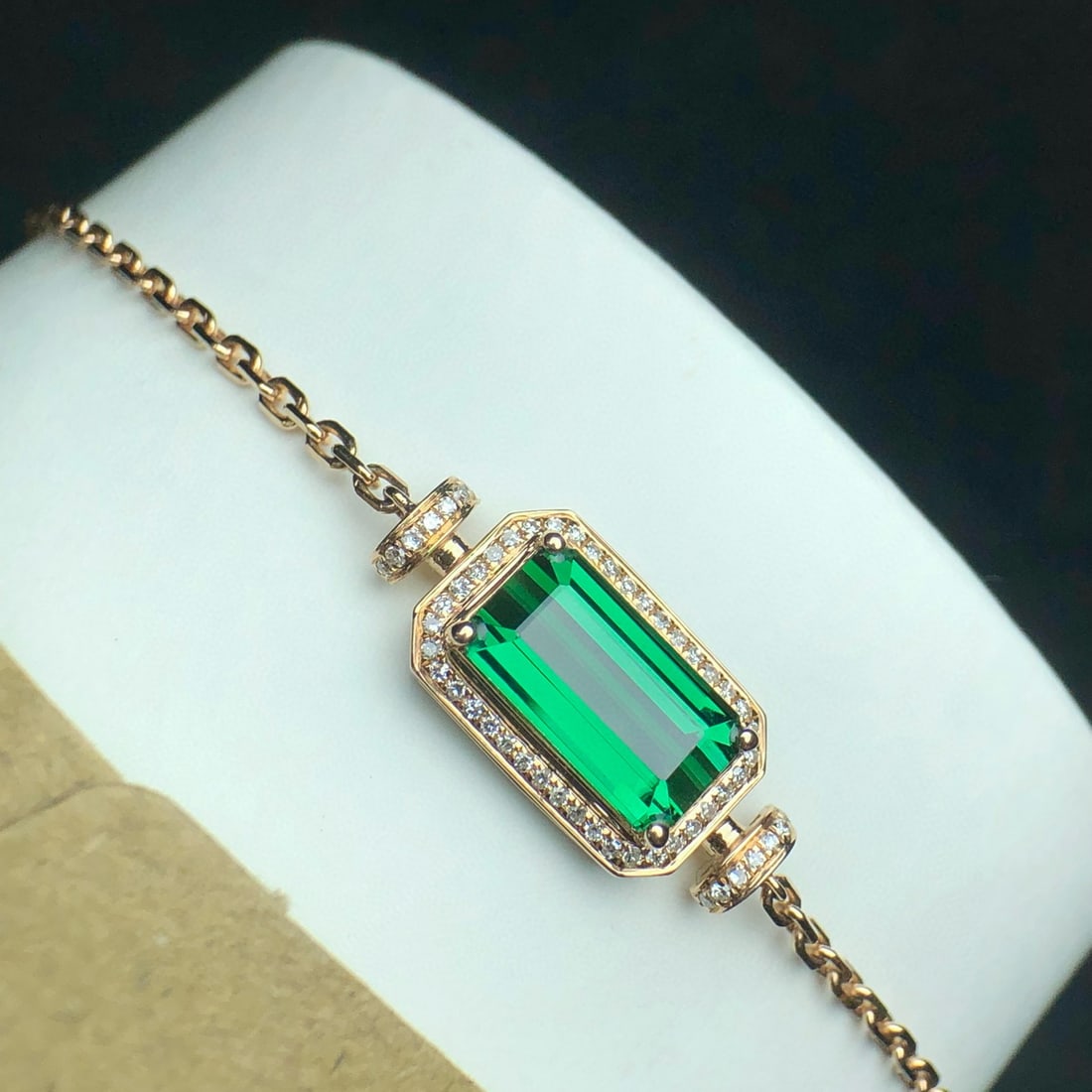 14k Gold 2.15 Ct Natural Tourmaline & Diamond Bracelet - 2