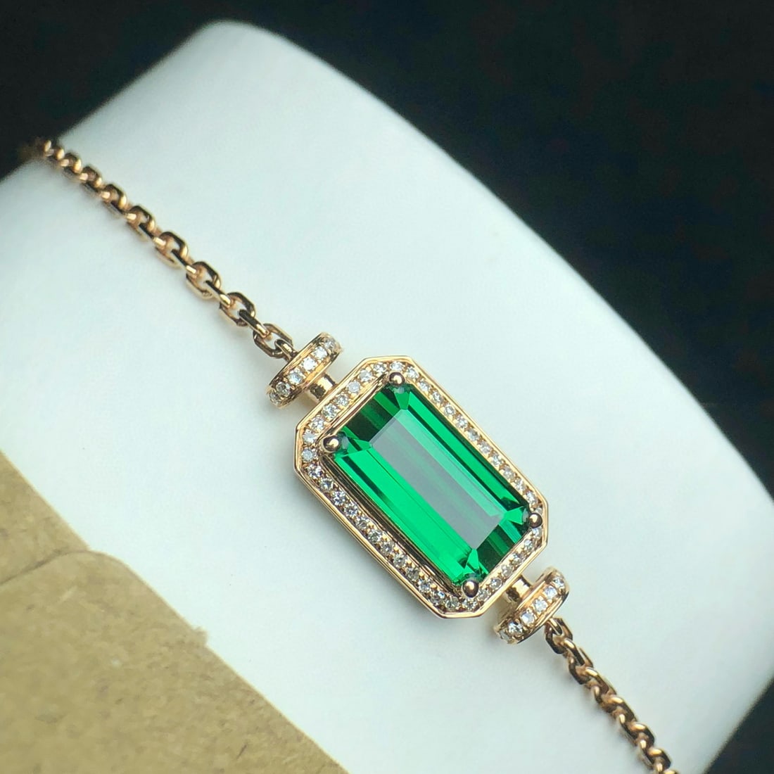 14k Gold 2.15 Ct Natural Tourmaline & Diamond Bracelet - 6