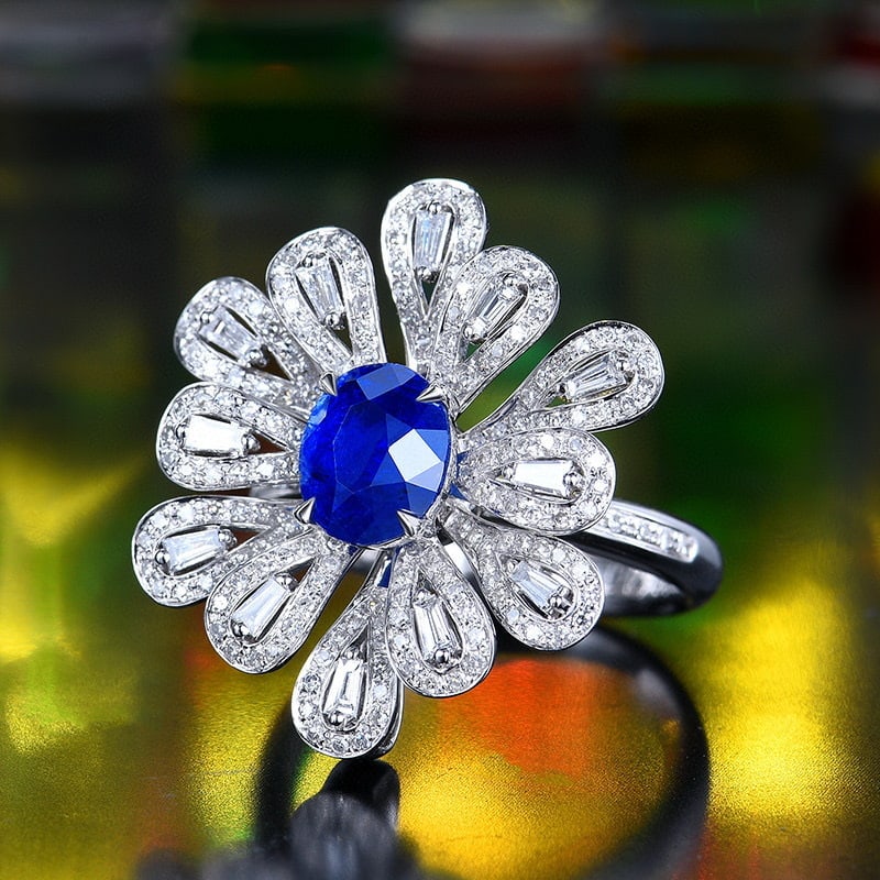 14k Gold 3.01 Ctw Natural Sapphire & Diamond Ring/pendant( Without Chain ) - 2