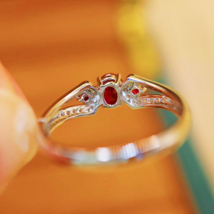 14k Gold 0.69 Ctw Vivid Red Natural Ruby & Diamond Ring - 5