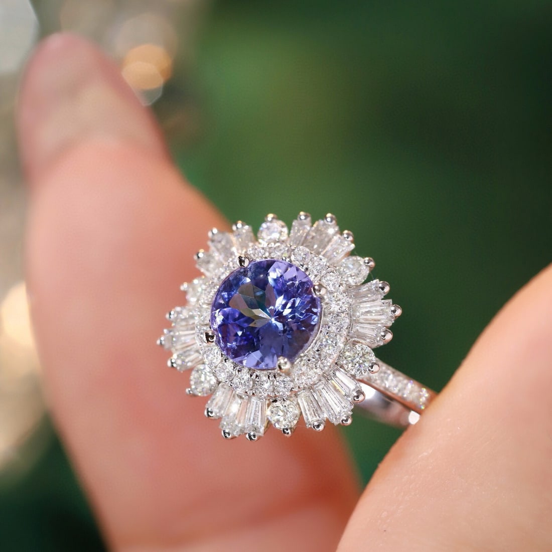 14k Gold 2.35 Ctw Natural Tanzanite & Diamond Ring - 7