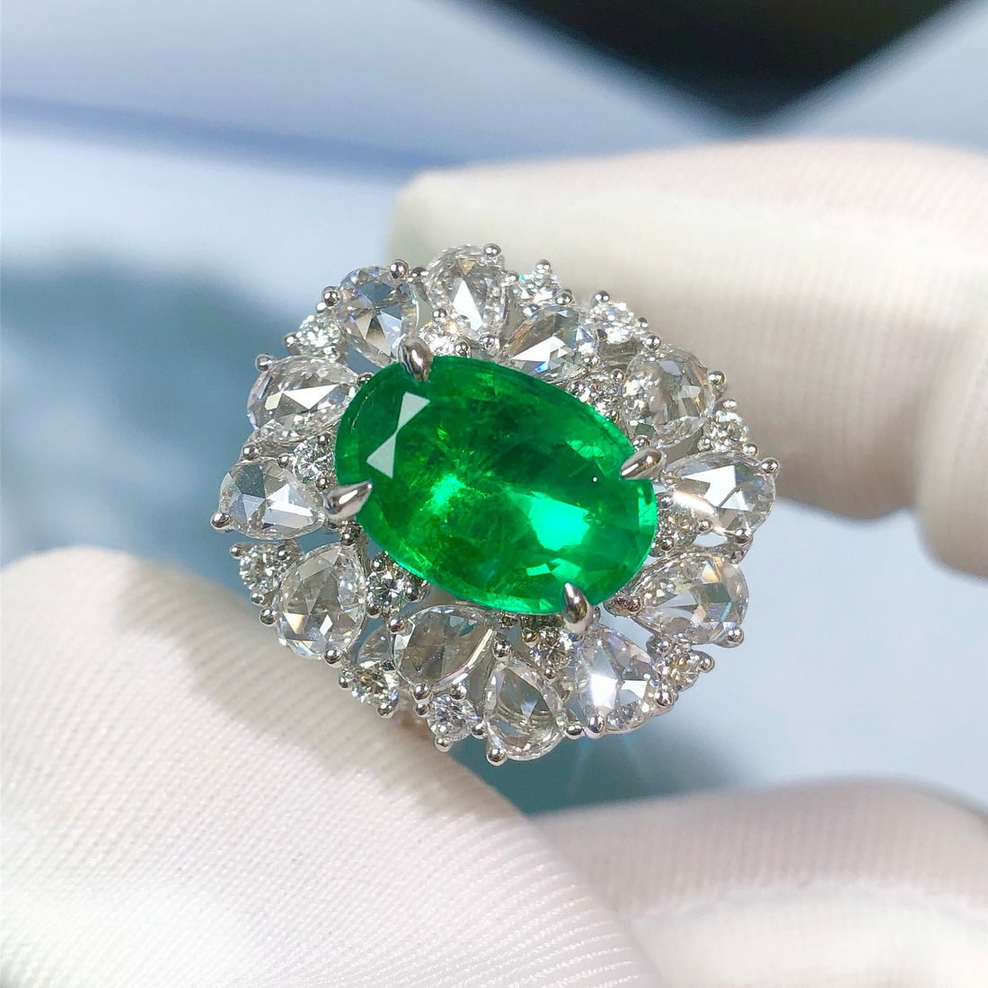 14k Gold 3.28 Ctw Vivid Green Natural Emerald & Diamond Ring/pendant( Without Chain ) - 3