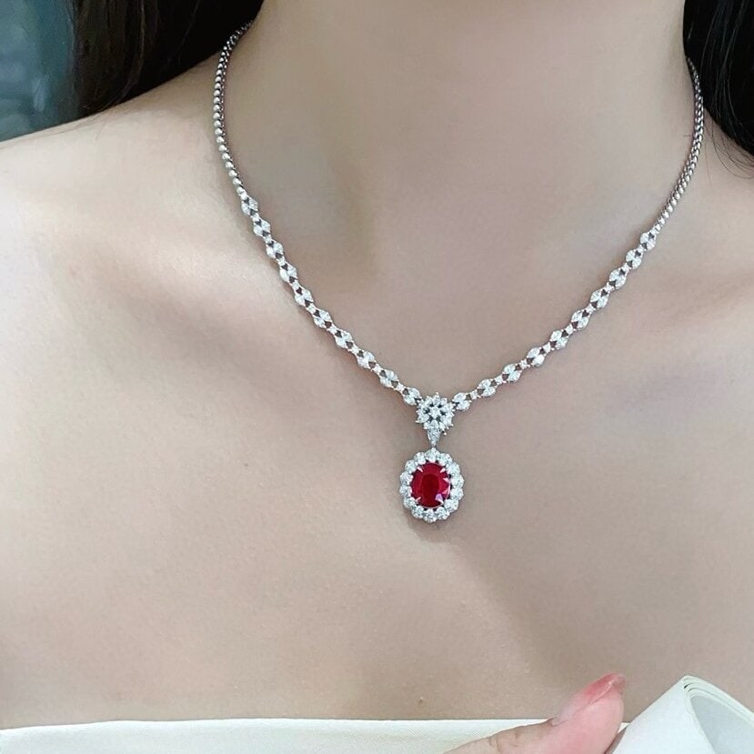 14k Gold 4.29 Ctw Vivid Red Natural Tourmaline & Diamond Ring/pendant( Without Chain ) - 4