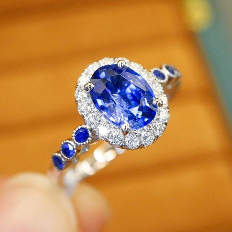 14k Gold 1.40 Ctw Natural Sapphire & Diamond Ring - 2