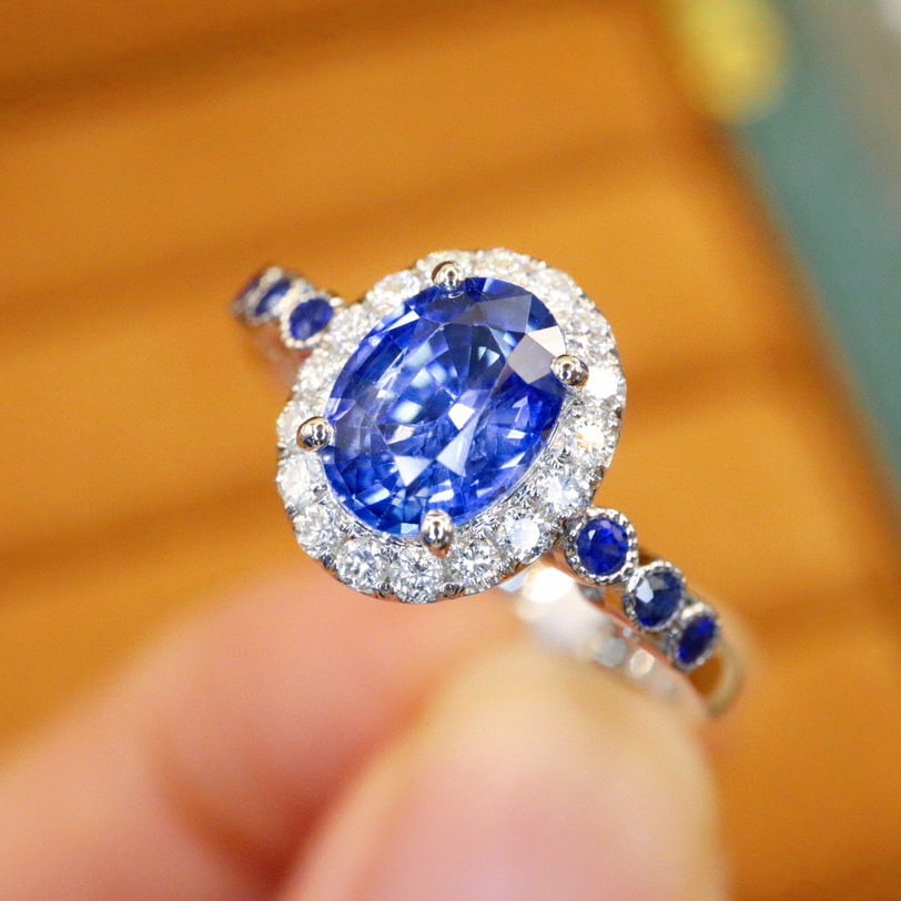 14k Gold 1.40 Ctw Natural Sapphire & Diamond Ring - 3