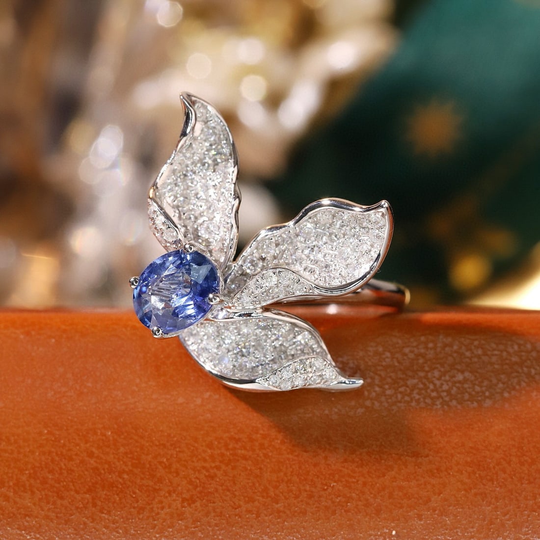 14k Gold 1.68 Ctw Natural Sapphire & Diamond Ring: Ref:230940142 // gold content:14k gold // ring size:7. 25us // // main gemstone:sapphire // shape:oval // carat weight:0. 98ct // color:blue // treatment:natural // // adjacent gemstone 2 :