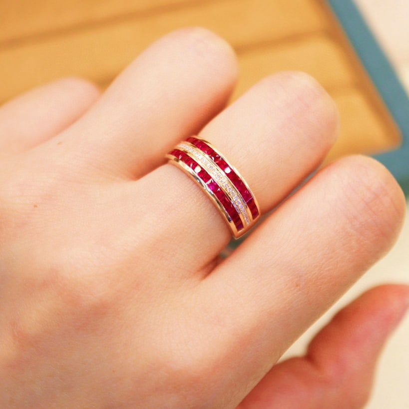 14k Gold 1.18 Ctw Vivid Red Natural Ruby & Diamond Ring - 6