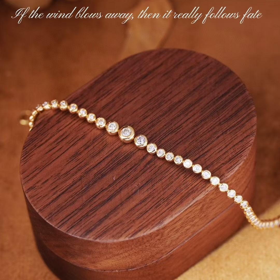 14k Gold 1.18 Ct Natural H Diamond Bracelet - 2